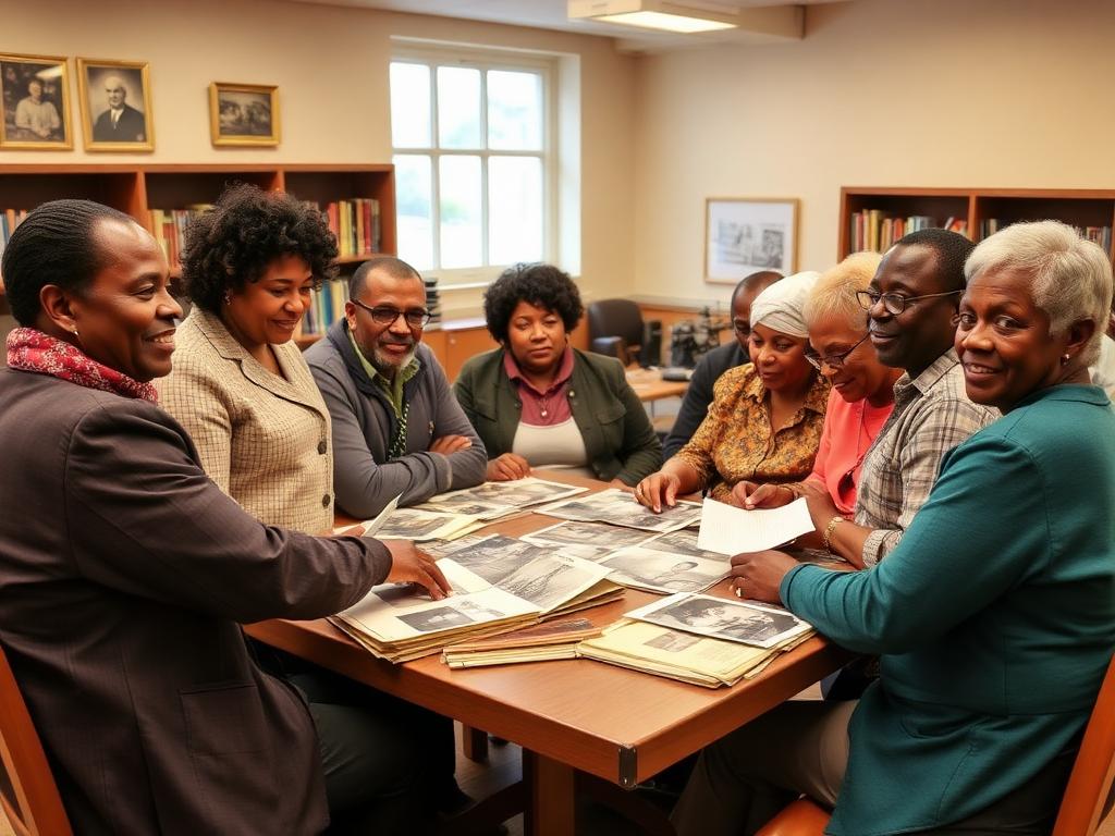 BAAG members reviewing family records together